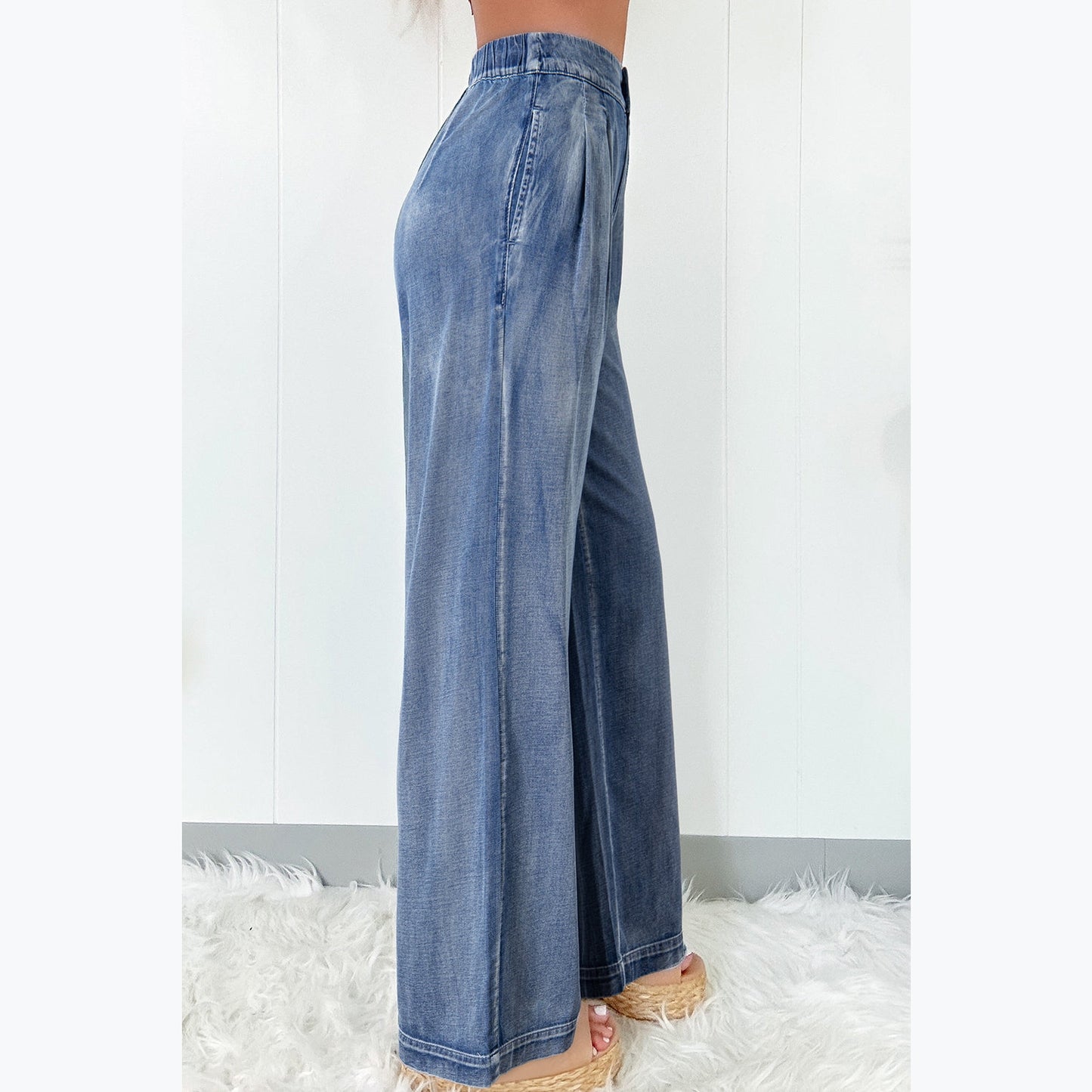 Iggy Dusk Blue Acid Wash Wide Leg High Waist Jeans