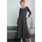 Delcia Grey Button Long Sleeve Wide Leg Jumpsuit