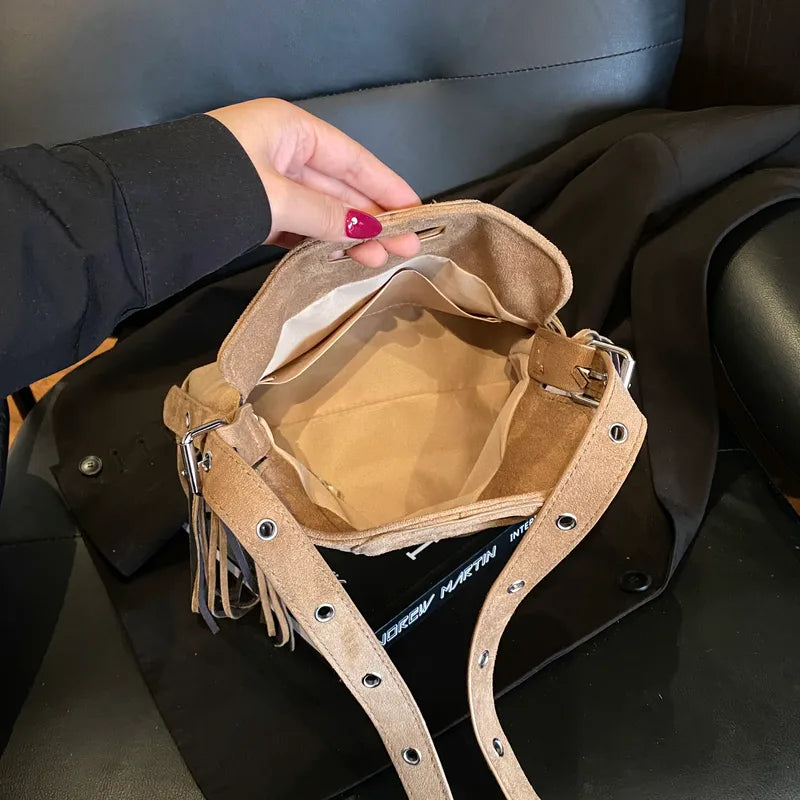 Boho Fringe Faux Suede Bag - 6 Colors
