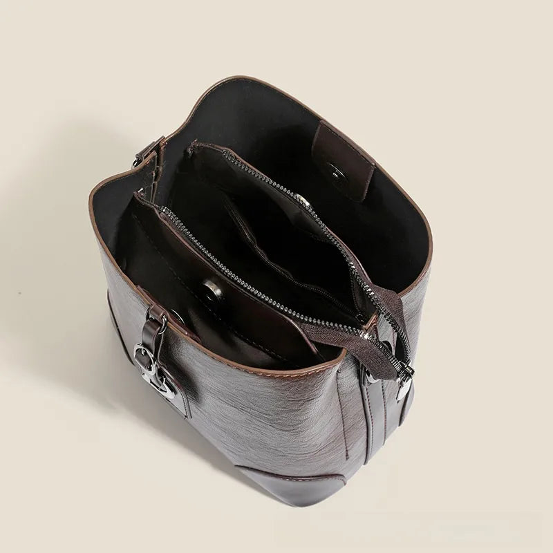 Carsyn Adjustable Strap PU Leather Bucket Bag - 2 Colors