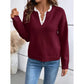 Irene Wine Lace Trim V Neck Sweater