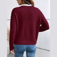 Irene Wine Lace Trim V Neck Sweater