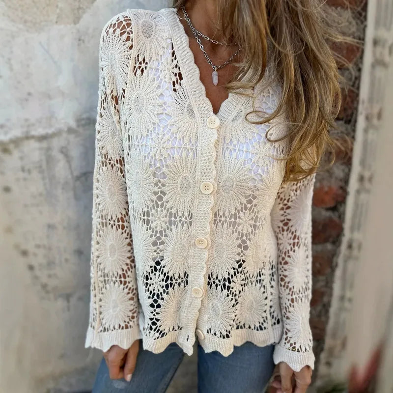 Irma Vintage Lace Crochet Button Cardigan