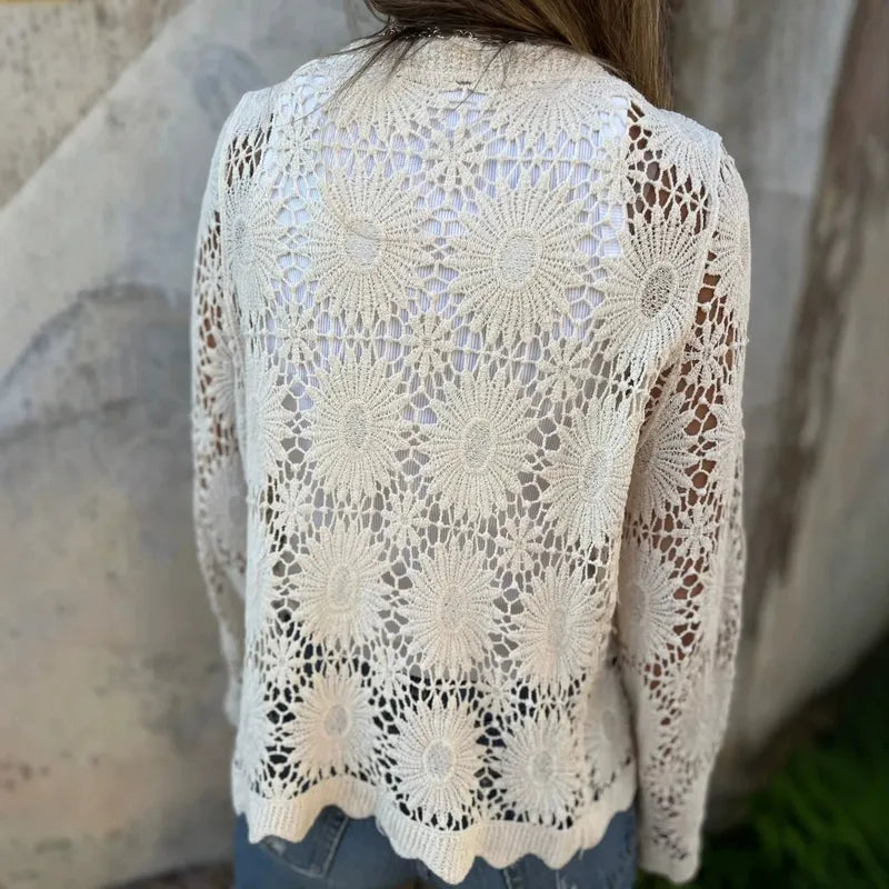 Irma Vintage Lace Crochet Button Cardigan
