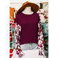 Irvine Floral Sleeve Solid Ribbed Body Patchwork Long Sleeve Top