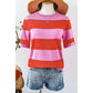 Isabelli Bright Pink Colorblock Striped Knitted T shirt