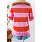 Isabelli Bright Pink Colorblock Striped Knitted T shirt