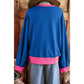 Issa Blue Colorblock Bubble Sleeve Sweatshirt