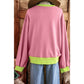 Issa Pink Colorblock Bubble Sleeve Sweatshirt