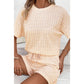 Ivee Apricot Frill Textured Short Sleeve Top and Drawstring Shorts Set