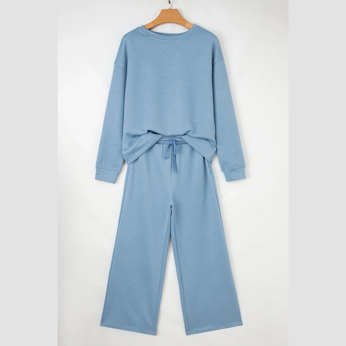 Izette Light BLue Ultra Loose Textured 2pcs Slouchy Outfit