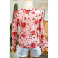 Jaylah Pink Floral Print Exposed Seam Detail Mesh Long Sleeve Top