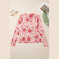 Jaylah Pink Floral Print Exposed Seam Detail Mesh Long Sleeve Top