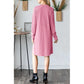 Jacey Pink V-Neck Long Sleeve Ribbed Dress