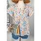 Jackee Crisscross V Neck Ruffle Sleeve Printed Flowy Blouse