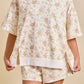 Jacky Pink Floral Print Short Sleeve Elastic Waist Pocket Two Piece Set