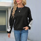 Jade Black Lace Patchwork Long Sleeve Sweatshirt