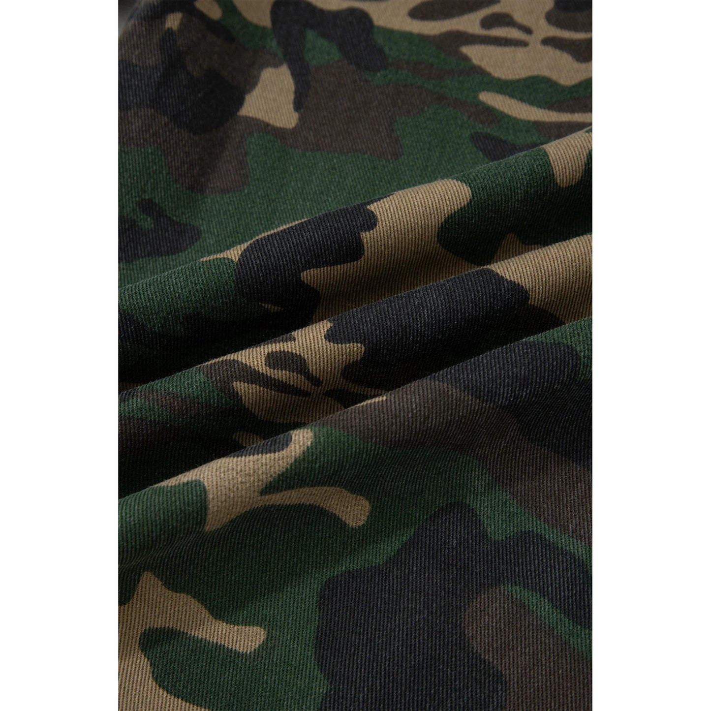 James Green Camouflage Print Drawstring Patch Pocket Ankle Length Jeans