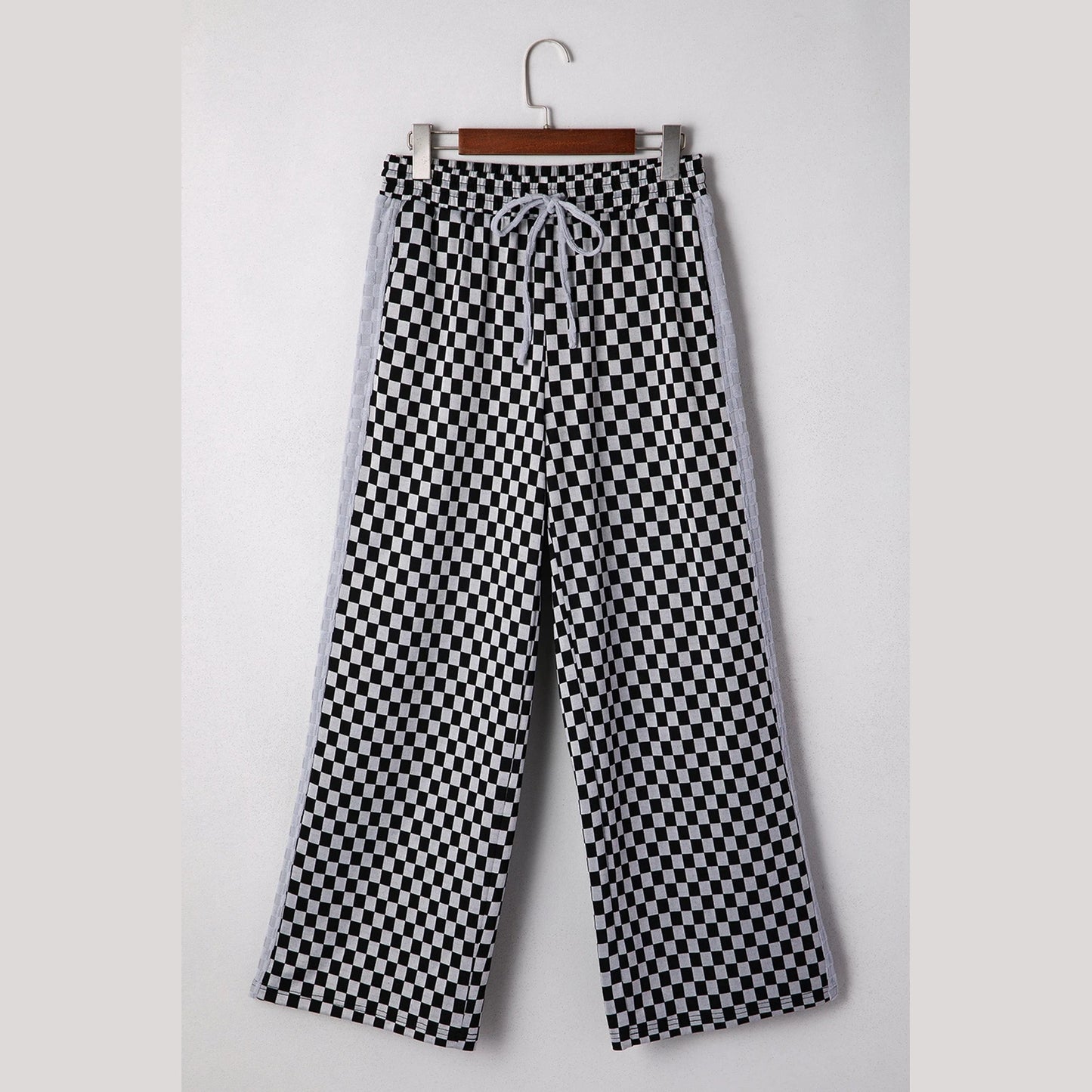 Janalee Checkerboard Drawstring Waist Casual Pants