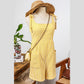Jannae Yellow Stripe Shoulder Tie Smocked Back Wide Leg Casual Romper