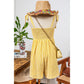 Jannae Yellow Stripe Shoulder Tie Smocked Back Wide Leg Casual Romper