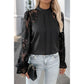 Janny Lace Patchwork Round Neck Long Sleeve Shirt