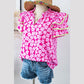 Jaquelle Pink Floral Contrast Ric Rac Layered Ruffle Sleeve Blouse