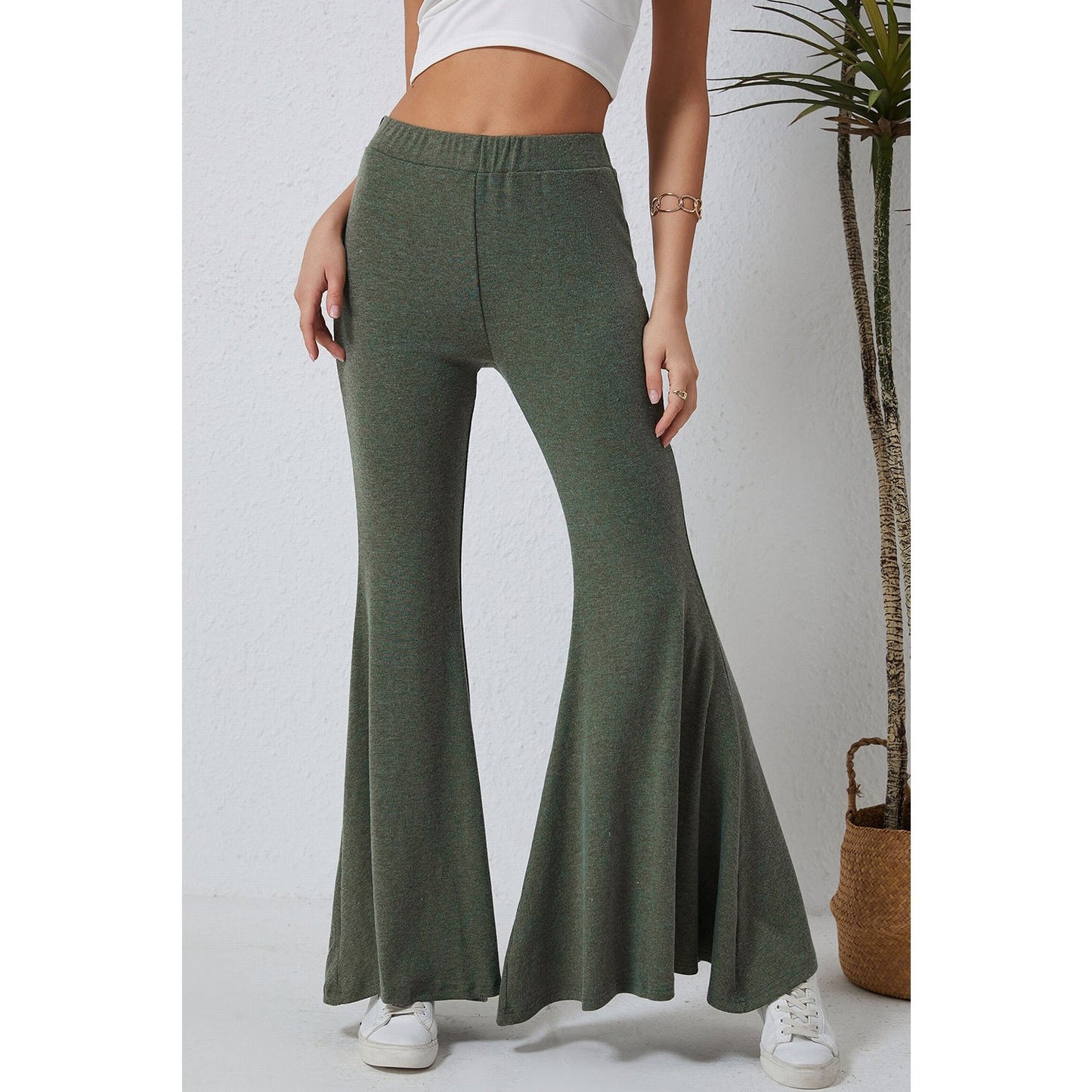 Jasmeen Green High Waist Fit and Flare Pants