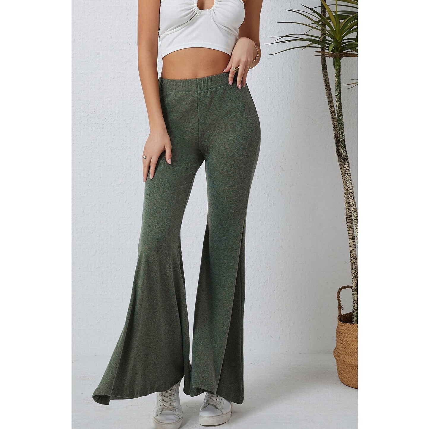 Jasmeen Green High Waist Fit and Flare Pants