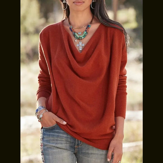 Jaxie Desert Glow Draped Long Sleeve Top