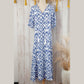 Jayleen Sky Blue V Neck Casual Geometric Print Maxi Dress