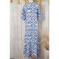 Jayleen Sky Blue V Neck Casual Geometric Print Maxi Dress