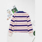 Jayde Blue Stripe Color Block Polo Pullover Sweatshirt