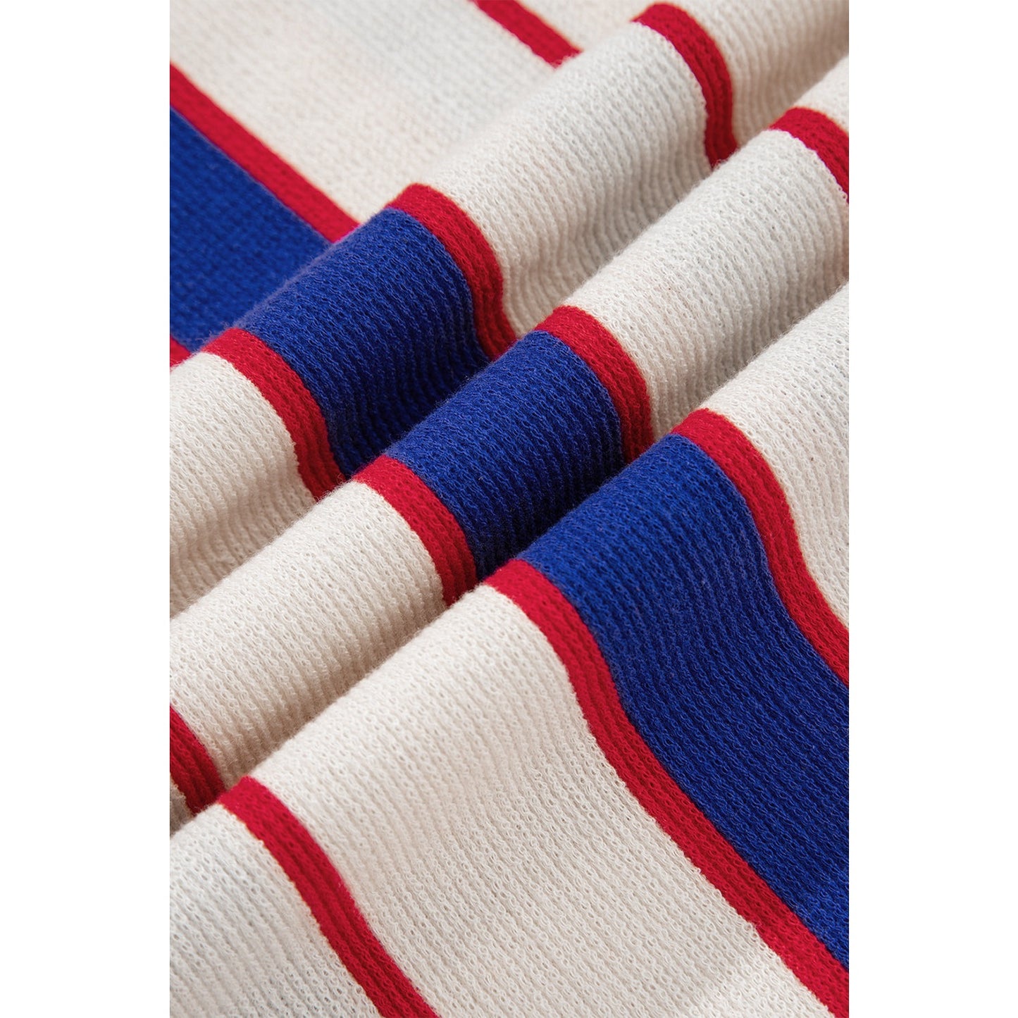 Jayde Blue Stripe Color Block Polo Pullover Sweatshirt