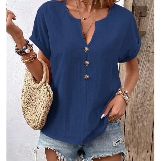 Jayella Navy Weekend Getaway V‑Neck Top