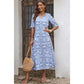 Jayleen Sky Blue V Neck Casual Geometric Print Maxi Dress