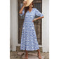 Jayleen Sky Blue V Neck Casual Geometric Print Maxi Dress