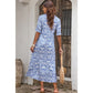 Jayleen Sky Blue V Neck Casual Geometric Print Maxi Dress