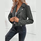 Jazmyn Charcoal Faux Suede Zipper Jacket
