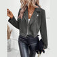 Jazmyn Charcoal Faux Suede Zipper Jacket