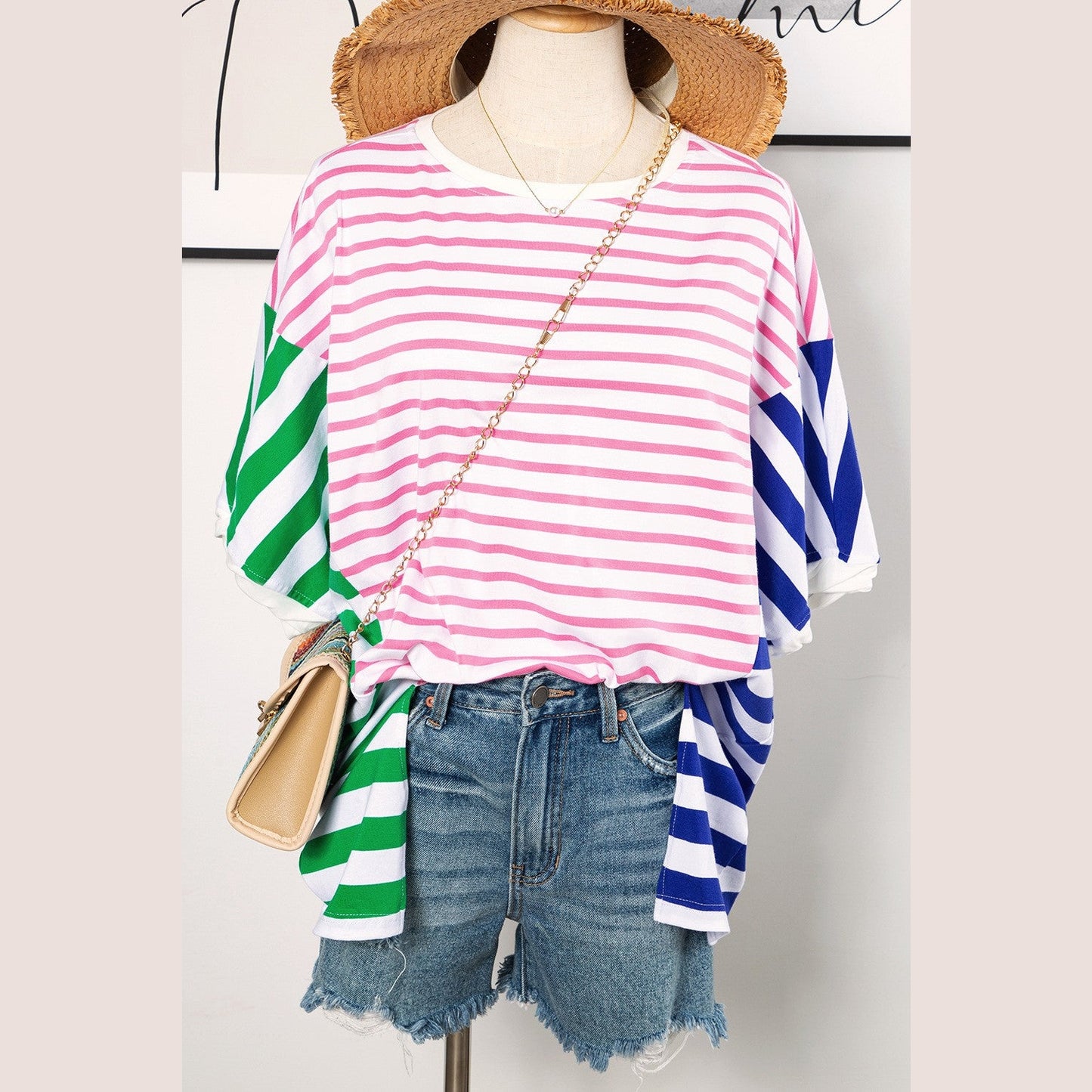 Jean-Mari Multicolour Colorblock Patchwork Baggy T Shirt