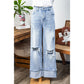 Annique Beau Blue Light Wash Distressed Flare Jeans
