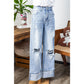 Annique Beau Blue Light Wash Distressed Flare Jeans