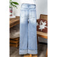 Annique Beau Blue Light Wash Distressed Flare Jeans