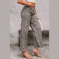RTS Brown Leopard Frayed Edge Wide Leg High Waist Jeans