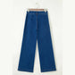 SALE!!!  Serena Blue Hardware Decor Patched Pockets Wide Leg Denim Pants