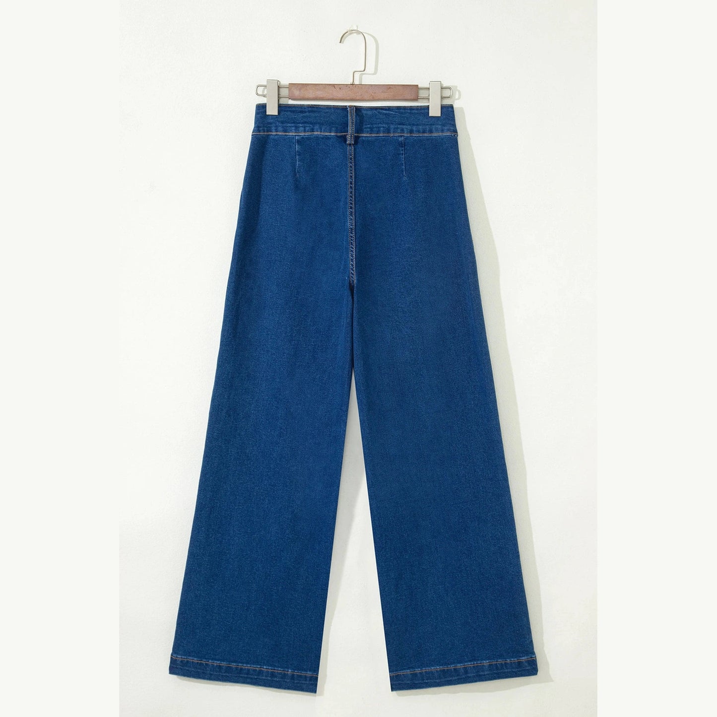 SALE!!!  Serena Blue Hardware Decor Patched Pockets Wide Leg Denim Pants