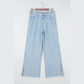 RTS Studded Side Slit Leg Frayed Pocketed Wide Leg Jeans