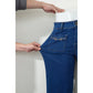 SALE!!!  Serena Blue Hardware Decor Patched Pockets Wide Leg Denim Pants