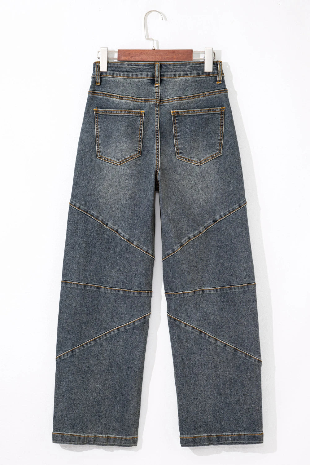 RTS Exposed Stitching Loose Straight High Waist Barrel Jeans